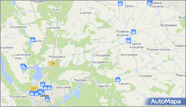 mapa Chociszewo gmina Skoki, Chociszewo gmina Skoki na mapie Targeo