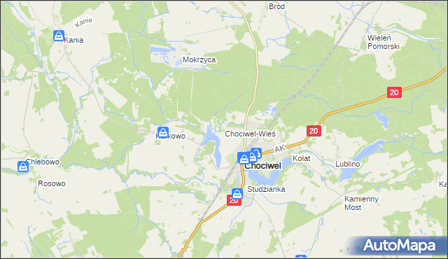 mapa Chociwel-Wieś, Chociwel-Wieś na mapie Targeo