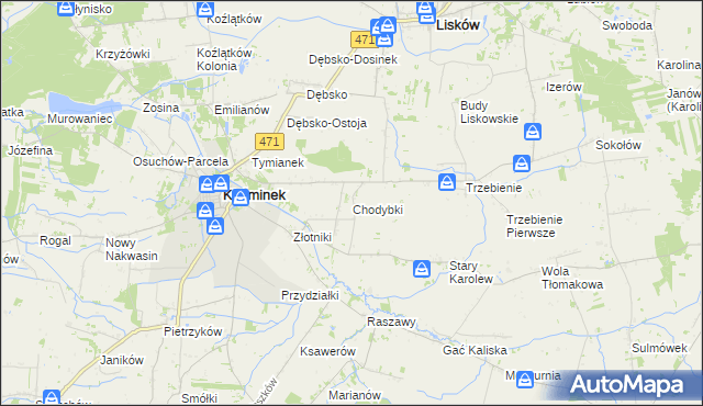 mapa Chodybki, Chodybki na mapie Targeo