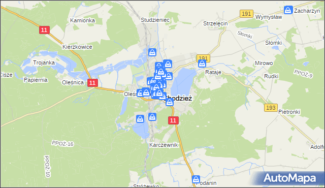 mapa Chodzież, Chodzież na mapie Targeo