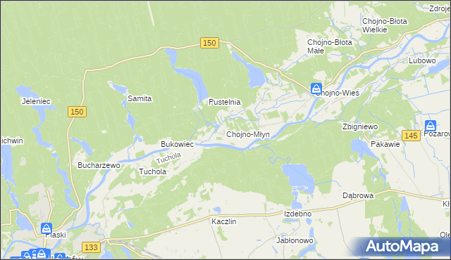 mapa Chojno-Młyn, Chojno-Młyn na mapie Targeo