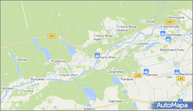 mapa Chojno-Wieś, Chojno-Wieś na mapie Targeo