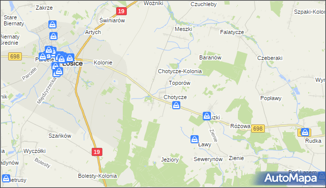 mapa Chotycze, Chotycze na mapie Targeo