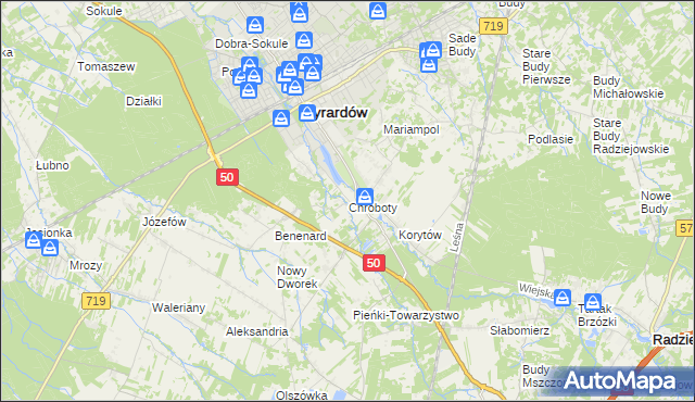 mapa Chroboty, Chroboty na mapie Targeo