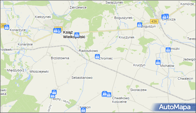 mapa Chromiec gmina Nowe Miasto nad Wartą, Chromiec gmina Nowe Miasto nad Wartą na mapie Targeo