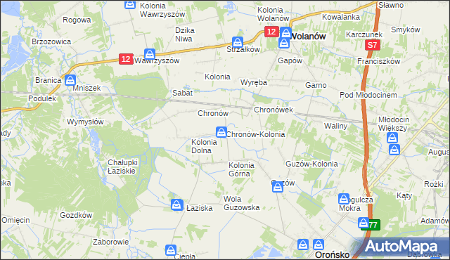 mapa Chronów-Kolonia, Chronów-Kolonia na mapie Targeo