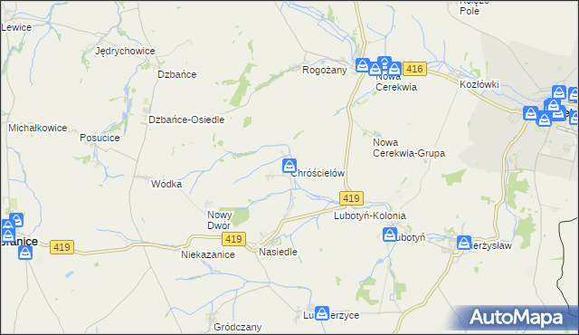 mapa Chróścielów, Chróścielów na mapie Targeo