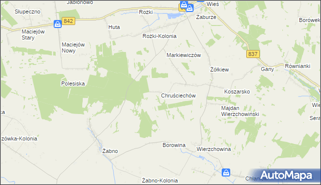 mapa Chruściechów gmina Żółkiewka, Chruściechów gmina Żółkiewka na mapie Targeo