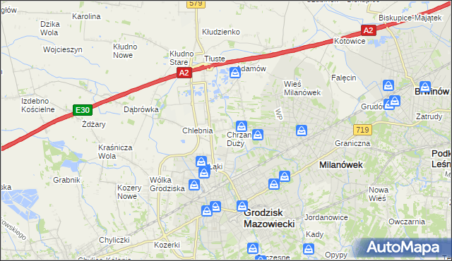mapa Chrzanów Duży, Chrzanów Duży na mapie Targeo