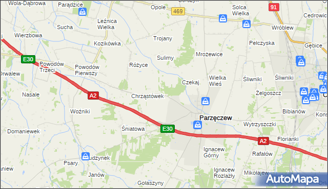 mapa Chrząstów Wielki, Chrząstów Wielki na mapie Targeo