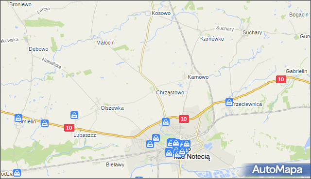 mapa Chrząstowo gmina Nakło nad Notecią, Chrząstowo gmina Nakło nad Notecią na mapie Targeo