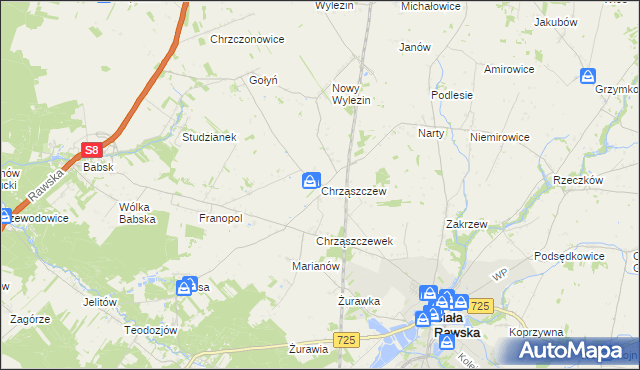 mapa Chrząszczew, Chrząszczew na mapie Targeo