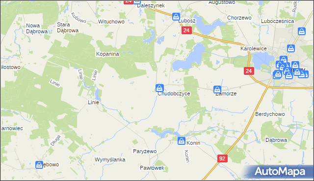 mapa Chudobczyce, Chudobczyce na mapie Targeo