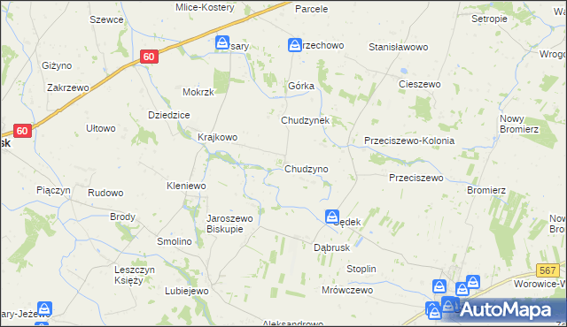 mapa Chudzyno, Chudzyno na mapie Targeo