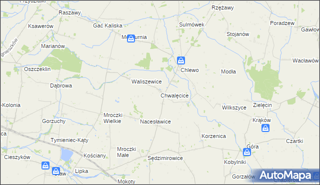 mapa Chwalęcice gmina Goszczanów, Chwalęcice gmina Goszczanów na mapie Targeo