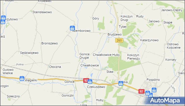 mapa Chwałkowice-Huby, Chwałkowice-Huby na mapie Targeo