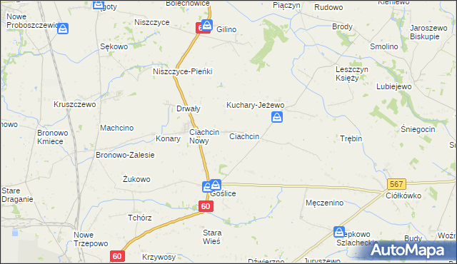 mapa Ciachcin, Ciachcin na mapie Targeo