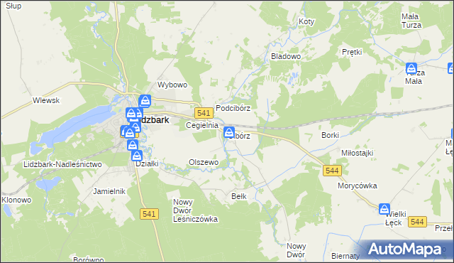 mapa Cibórz gmina Lidzbark, Cibórz gmina Lidzbark na mapie Targeo