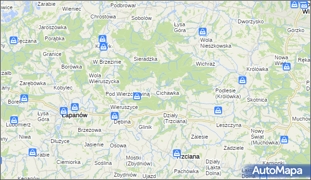 mapa Cichawka, Cichawka na mapie Targeo