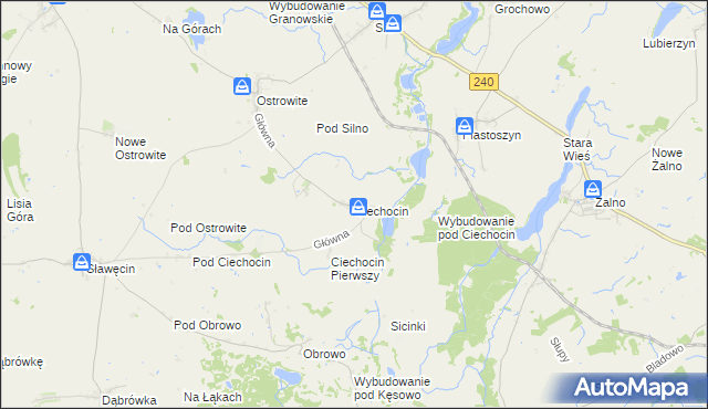 mapa Ciechocin gmina Chojnice, Ciechocin gmina Chojnice na mapie Targeo