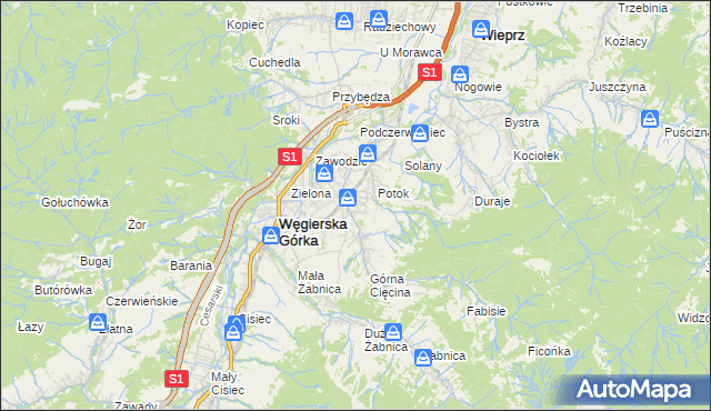 mapa Cięcina, Cięcina na mapie Targeo