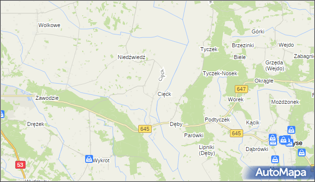 mapa Cięćk, Cięćk na mapie Targeo
