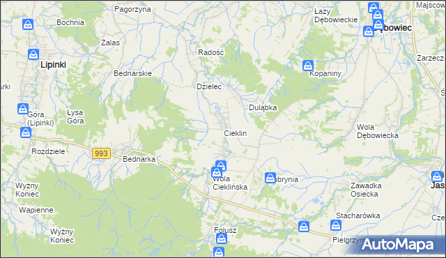 mapa Cieklin, Cieklin na mapie Targeo