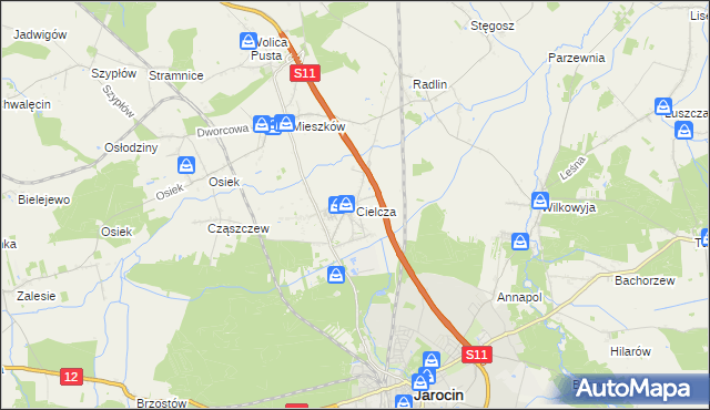 mapa Cielcza, Cielcza na mapie Targeo