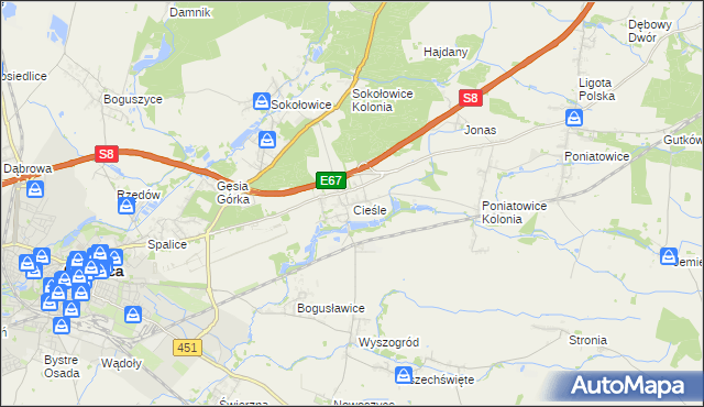 mapa Cieśle gmina Oleśnica, Cieśle gmina Oleśnica na mapie Targeo