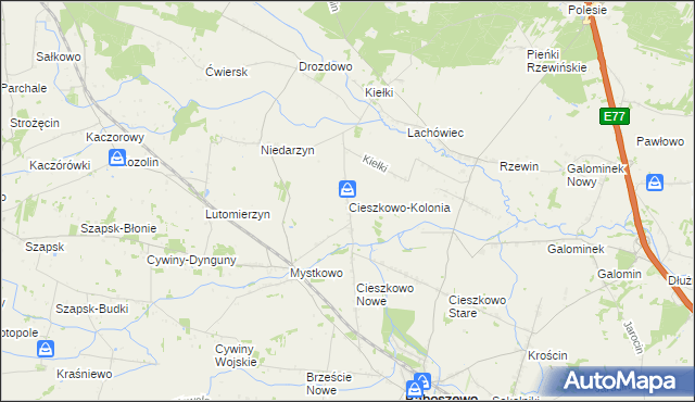 mapa Cieszkowo-Kolonia, Cieszkowo-Kolonia na mapie Targeo