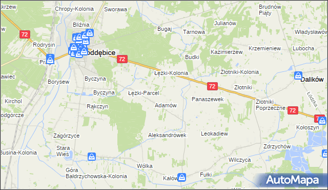 mapa Ciężków gmina Poddębice, Ciężków gmina Poddębice na mapie Targeo