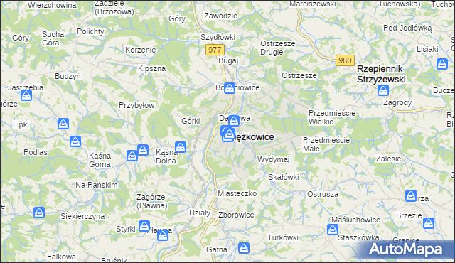 mapa Ciężkowice powiat tarnowski, Ciężkowice powiat tarnowski na mapie Targeo