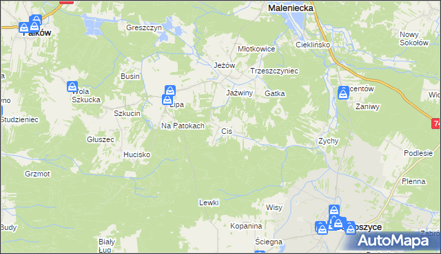 mapa Cis gmina Ruda Maleniecka, Cis gmina Ruda Maleniecka na mapie Targeo