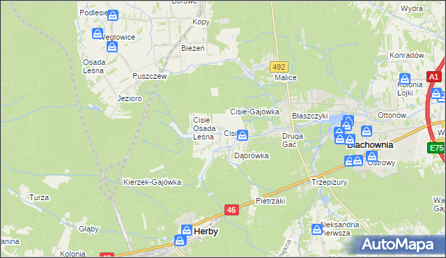 mapa Cisie gmina Blachownia, Cisie gmina Blachownia na mapie Targeo