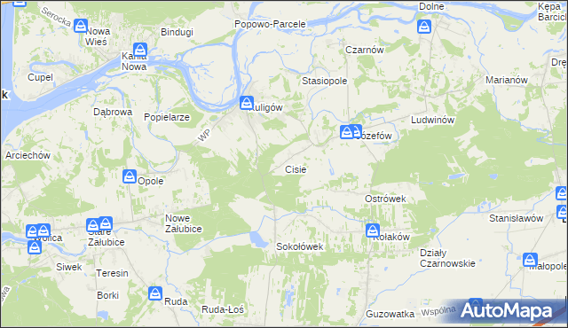 mapa Cisie gmina Dąbrówka, Cisie gmina Dąbrówka na mapie Targeo