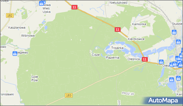 mapa Cisze, Cisze na mapie Targeo