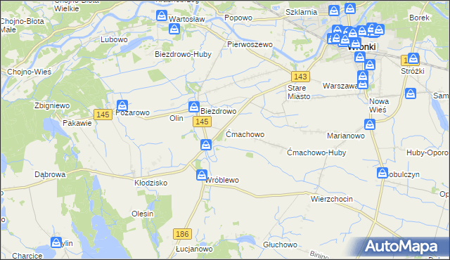 mapa Ćmachowo, Ćmachowo na mapie Targeo