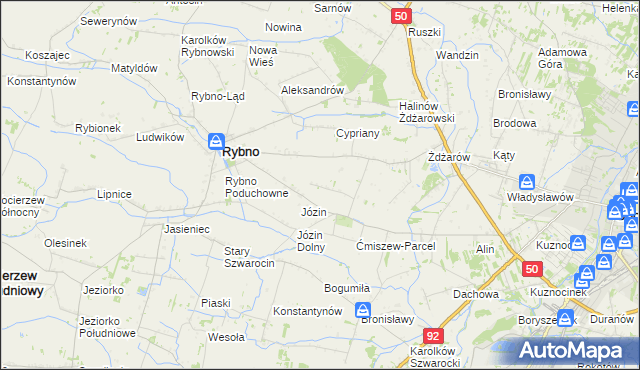 mapa Ćmiszew Rybnowski, Ćmiszew Rybnowski na mapie Targeo