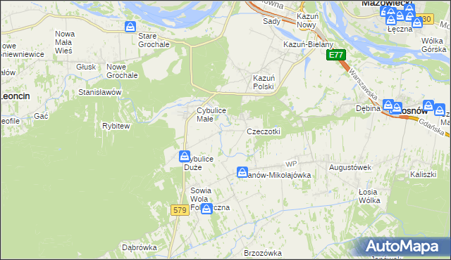 mapa Cybulice, Cybulice na mapie Targeo