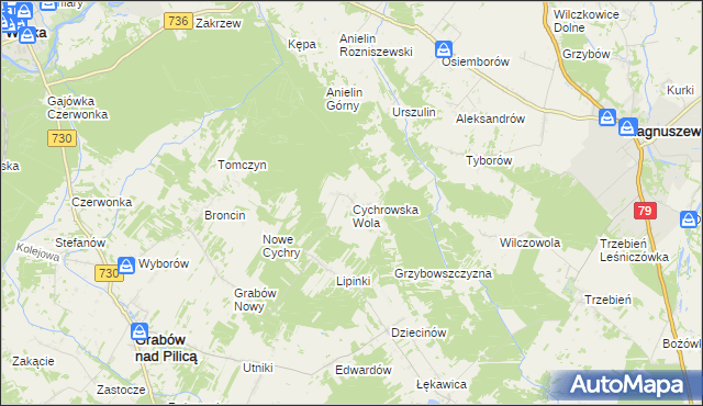 mapa Cychrowska Wola, Cychrowska Wola na mapie Targeo