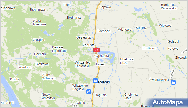 mapa Cyprianka, Cyprianka na mapie Targeo