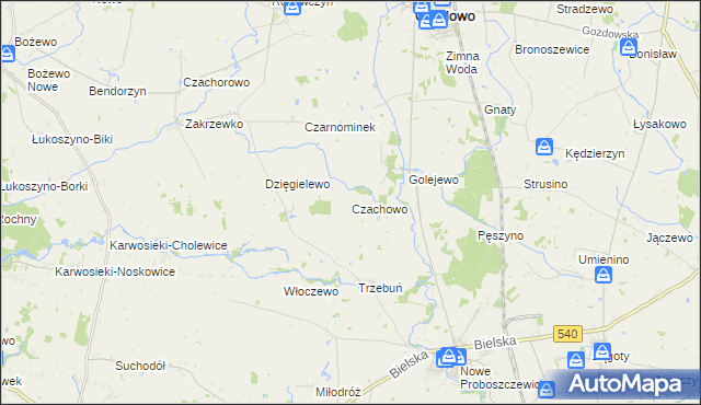 mapa Czachowo gmina Gozdowo, Czachowo gmina Gozdowo na mapie Targeo