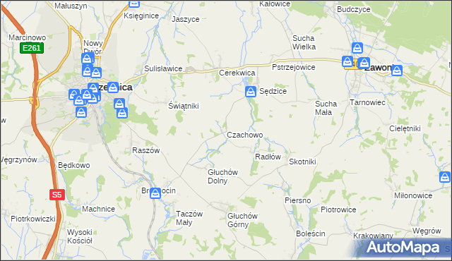mapa Czachowo gmina Zawonia, Czachowo gmina Zawonia na mapie Targeo