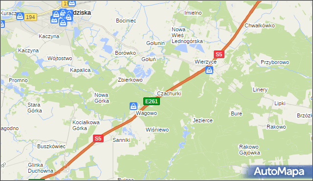 mapa Czachurki, Czachurki na mapie Targeo