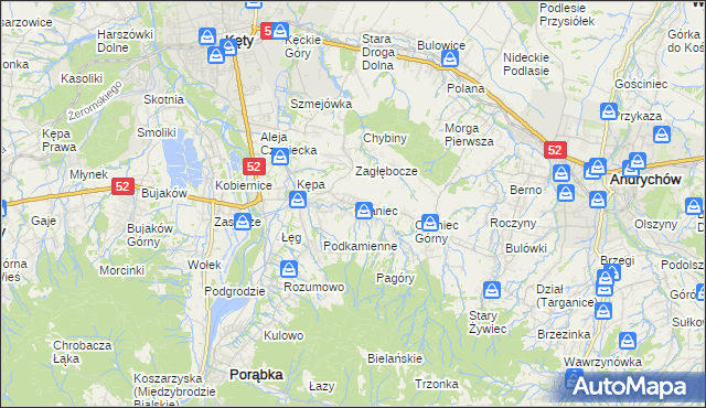 mapa Czaniec, Czaniec na mapie Targeo