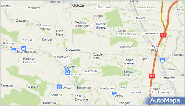 mapa Czaple Małe, Czaple Małe na mapie Targeo