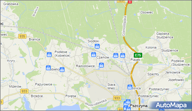 mapa Czarków gmina Pszczyna, Czarków gmina Pszczyna na mapie Targeo