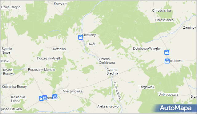 mapa Czarna Cerkiewna, Czarna Cerkiewna na mapie Targeo