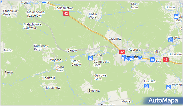 mapa Czarna gmina Stąporków, Czarna gmina Stąporków na mapie Targeo