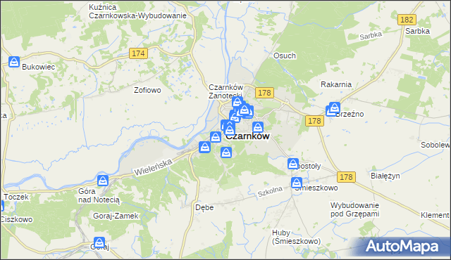 mapa Czarnków, Czarnków na mapie Targeo